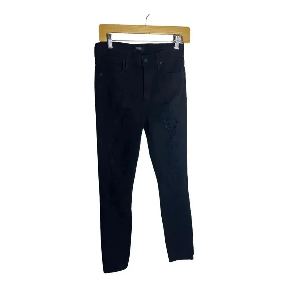 Agolde Sophie High Waisted Distressed Skinny Jeans Black Moonstruck Size 27 - Picture 2 of 10